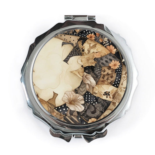 Floral Pocket Mirror, Vintage Style Mirror, Flower Cosmetic Mirror, Stylish Compact Mirror, Travel Mirror, Elegant Design - Tawshia