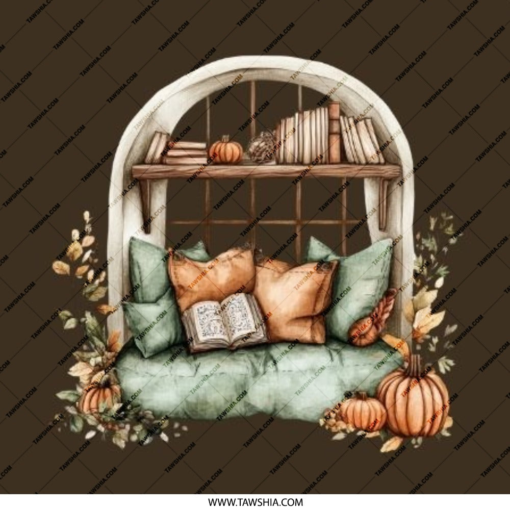 Cozy Autumn Window Pinback Button, Reading Nook Button, Fall Decor Button, Pumpkin Patch Button, Autumn Aesthetic Pin - Tawshia