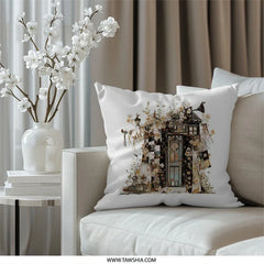 Floral House Pillow, Whimsical Home Decor Pillow, Unique Accent Pillow, Housewarming Gift Idea, Bohemian Pillow Decor, Artistic Living Room - Tawshia