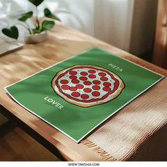 Pizza Lover Photographic Print, Food Art Print, Kitchen Decor, Funny Wall Art, Pizza Illustration, Minimalist Design, Home Decor - Tawshia