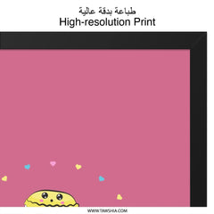 Macaron Wall Art, Kawaii Food Print, Cute Dessert Illustration, Pink Background, Colorful Pastry, Home Decor, Kitchen Art - Tawshia