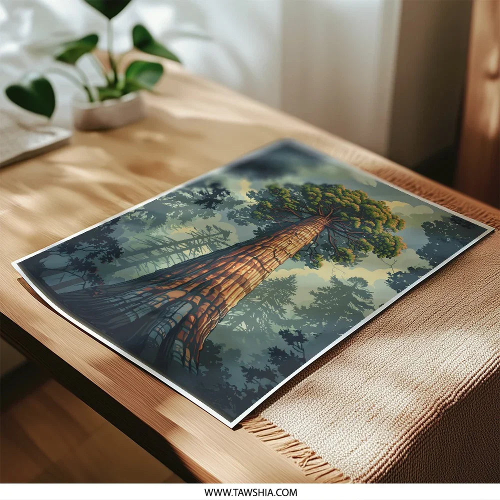 Redwood Tree Photographic Print, Forest Art Print, Nature Wall Decor, California Sequoia Print, Tall Trees Print, National Park Poster - Tawshia
