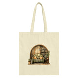 Cozy Book Nook Tote Bag, Watercolor Couch and Bookshelf, Relaxing Scene Carryall, Book Lover Gift, Literary Theme Bag, Everyday Tote - Tawshia
