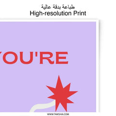 You're The Bomb Photographic Print, Pun Art Print, Minimalist Wall Art, Funny Gift, Explosive Decor, Quirky Home Decor, Fun Art Print - Tawshia