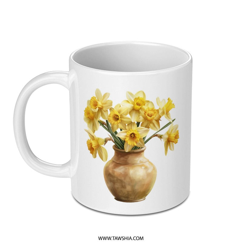 Daffodils Mug, Floral Mug, Spring Mug, Flower Mug, Botanical Mug, Kitchen Decor, Mother's Day Gift, Coffee Lover Gift - Tawshia
