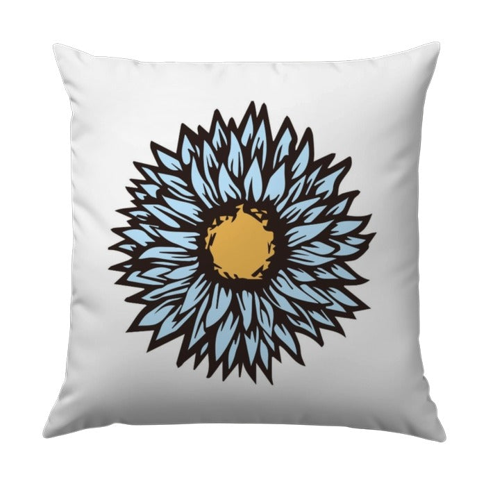 Light Blue Sunflower Pillow, Floral Accent Pillow, Decorative Throw Pillow, Modern Pillow Design, Living Room Decor, Couch Pillow - Tawshia