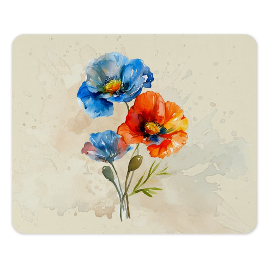 Watercolor Poppies Mouse Pad, Floral Computer Accessory, Colorful Flower Art, Desk Decor, Office Gift, Botanical Mousepad, Poppy Lover Gift - Tawshia