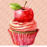 Apple Cupcake Pinback Button, Cute Dessert Button, Watercolor Food Badge, Sweet Treat Accessory, Unique Gift Idea - Tawshia