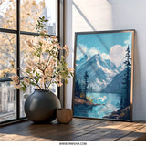 Mountain Lake Wall Art, Nature Scenery Print, Landscape Art, Serene Scene, Lake View Poster, Modern Art Print, Home Decor, Gift Idea - Tawshia
