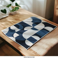 Abstract Art Photographic Print, Navy Blue Geometric Design, Modern Wall Decor, Home Art Print, Circle Square Art - Tawshia