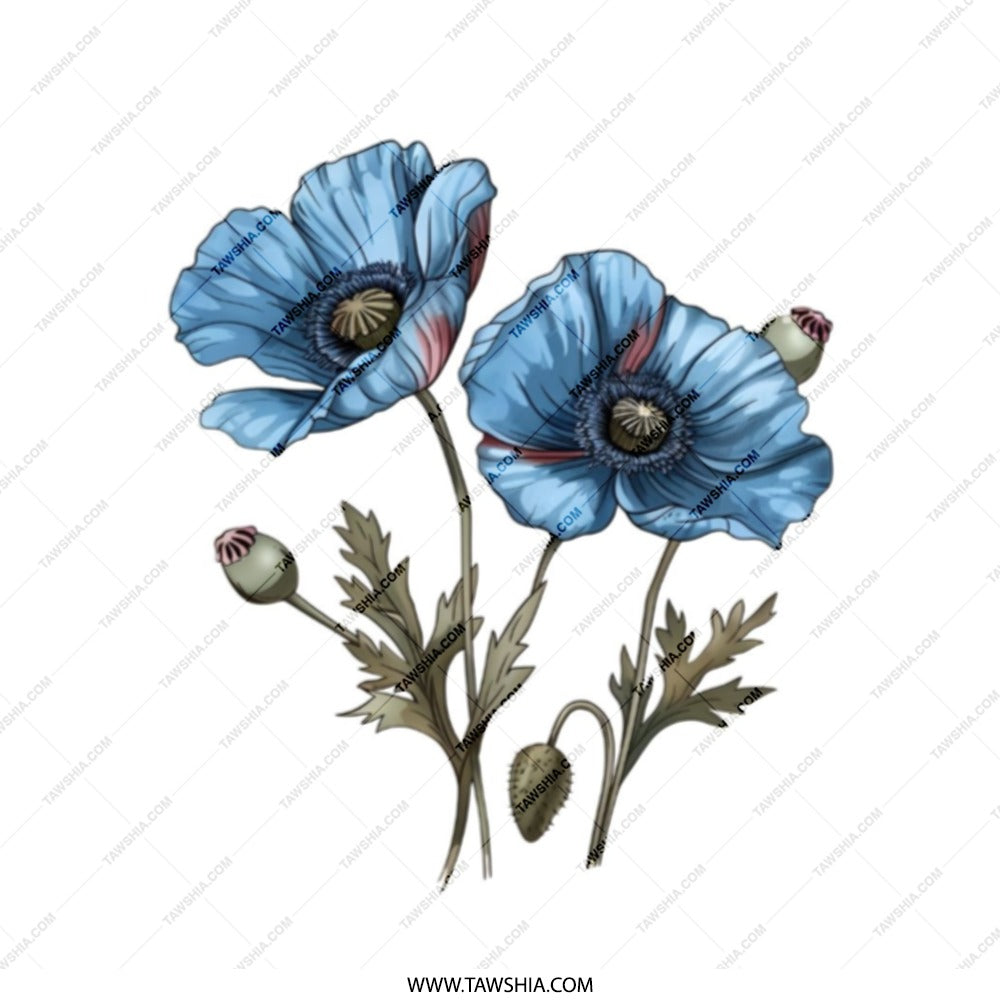 Blue Poppy Tote Bag, Floral Shopping Bag, Botanical Design, Unique Gift, Everyday Carry, Stylish Tote, Grocery Bag, Book Bag - Tawshia