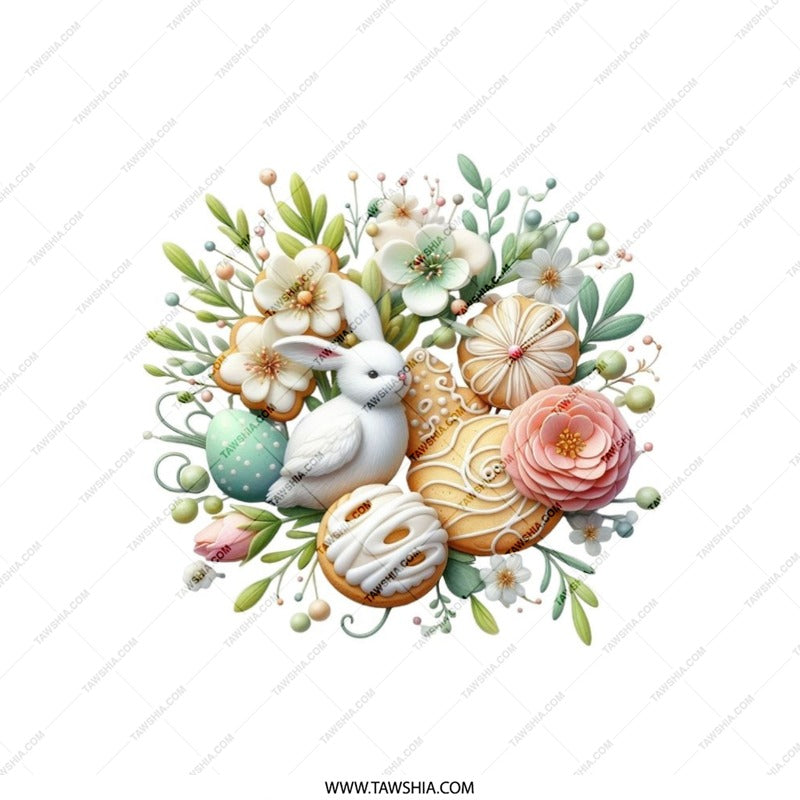 Easter Bunny Pillow, Spring Floral Pillow, Easter Egg Decor, Holiday Home Decor, Cute Bunny Design, Springtime Gift Pillow - Tawshia