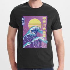 Artistic Vibrant Waves with Sun Japanese T-shirt product