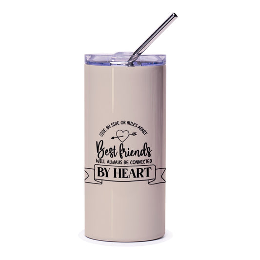 Best Friends Tumbler, Side by Side, Miles Apart, Connected by Heart, Friendship Gift, Heart Arrow Tumbler, Gift for Bestie, Travel Tumbler - Tawshia