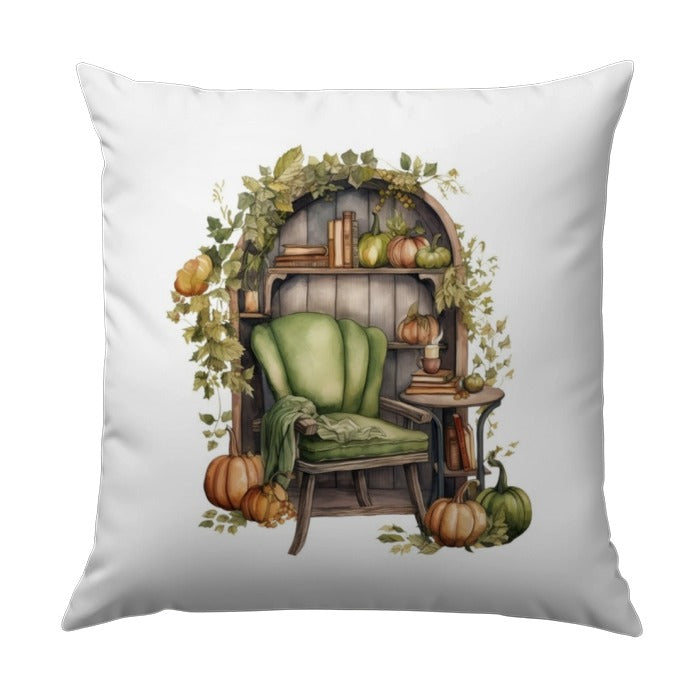 Autumn Reading Nook Pillow, Cozy Fall Decor, Pumpkins and Books Pillow, Book Lover Gift, Fall Throw Pillow, Autumn Home Decor - Tawshia
