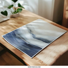 Abstract Waves Photographic Print, Ocean Art, Modern Wall Decor, Coastal Print, Blue Gray Artwork, Home Decor, Minimalist Art - Tawshia