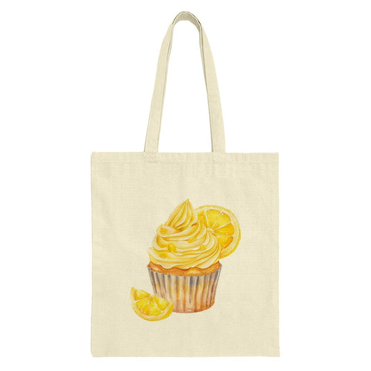 Lemon Cupcake Tote Bag, Watercolor Food Bag, Dessert Illustration, Gift for Baker, Sweet Treat Bag, Kitchen Decor, Cute Baking Design - Tawshia