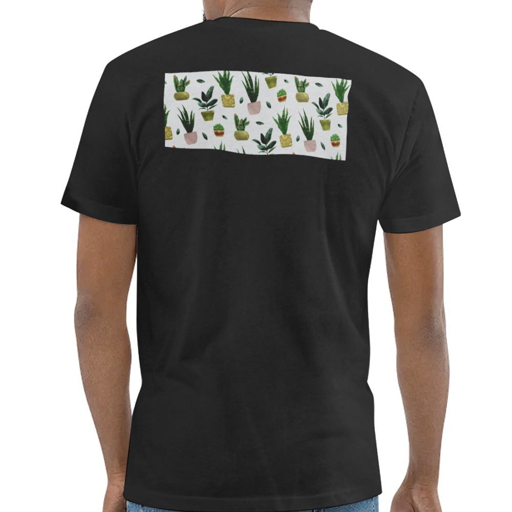 Stylish Black T-Shirt with Colorful Plants Design product