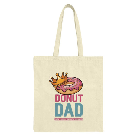 Donut Dad Tote Bag, Funny Dad Gift, Father's Day Present, Crowned Donut Design, Gift For Dad, Casual Tote, Everyday Tote Bag - Tawshia