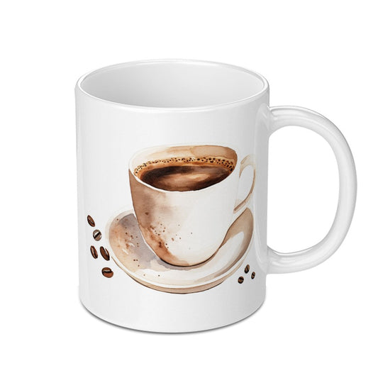 Watercolor Coffee Mug, Coffee Lover Gift, Espresso Cup Mug, Coffee Art, Drinkware Mug, Unique Mug Gift, Kitchen Decor Mug - Tawshia