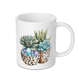 Succulent Mug, Leopard Print Mug, Crystal Mug, Plant Lover Gift, Aesthetic Mug, Unique Mug Design, Coffee Mug Gift Idea (139) - Tawshia