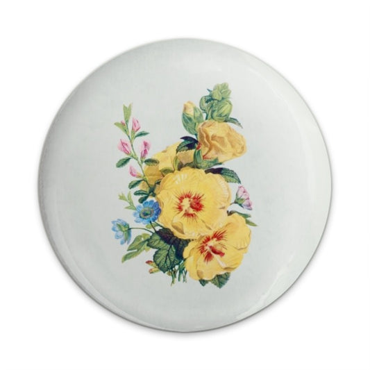 Vintage Yellow Flower Pinback Button, Floral Illustration Button, Botanical Art Button, Gift for Flower Lovers, Garden Decor Button - Tawshia