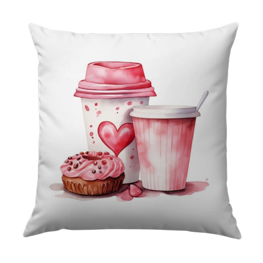 Coffee and Donut Pillow, Sweet Treats Pillow, Watercolor Pillow, Foodie Gift, Home Decor, Decorative Throw Pillow - Tawshia