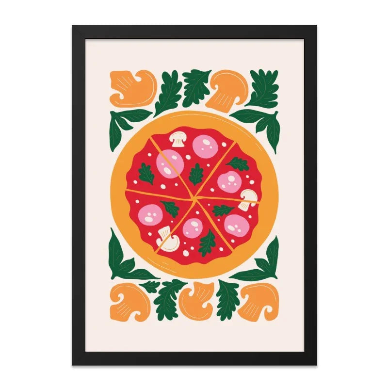 Pizza Wall Art, Foodie Decor, Kitchen Wall Decor, Fun Wall Art, Pizza Lover Gift, Mushroom Art, Illustrated Art Print, Home Decor - Tawshia