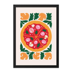 Pizza Wall Art, Foodie Decor, Kitchen Wall Decor, Fun Wall Art, Pizza Lover Gift, Mushroom Art, Illustrated Art Print, Home Decor - Tawshia