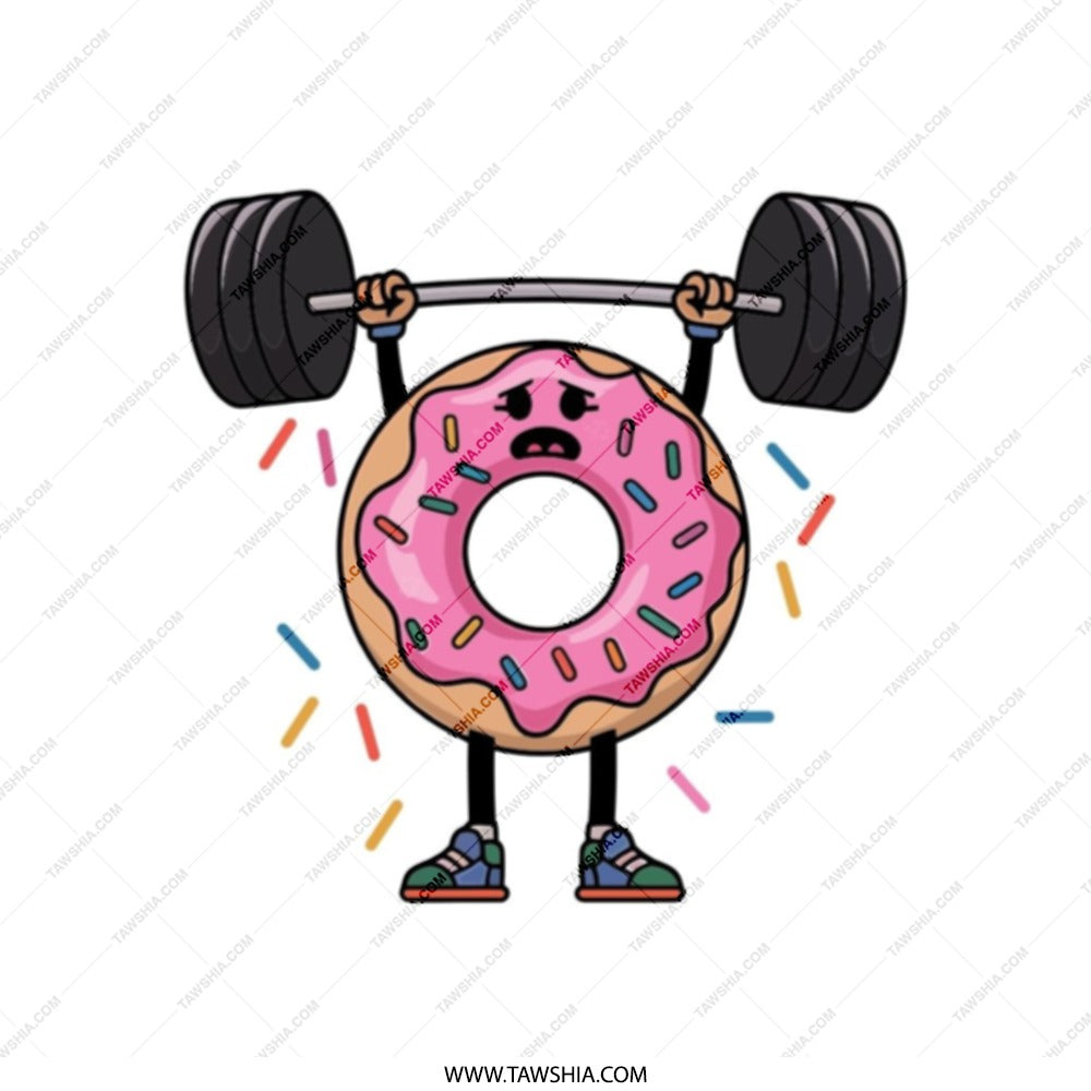 Funny Donut Gym Tote Bag, Weightlifting Design, Doughnut Lover Gift, Cartoon Food Art, Novelty Gym Bag, Unique Tote Bag for her or him - Tawshia
