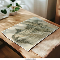 Mountain Photographic Print, Asian Art Print, Mountain Landscape Art, Mountain Painting Print, Asian Home Decor, Scenic Wall Art - Tawshia