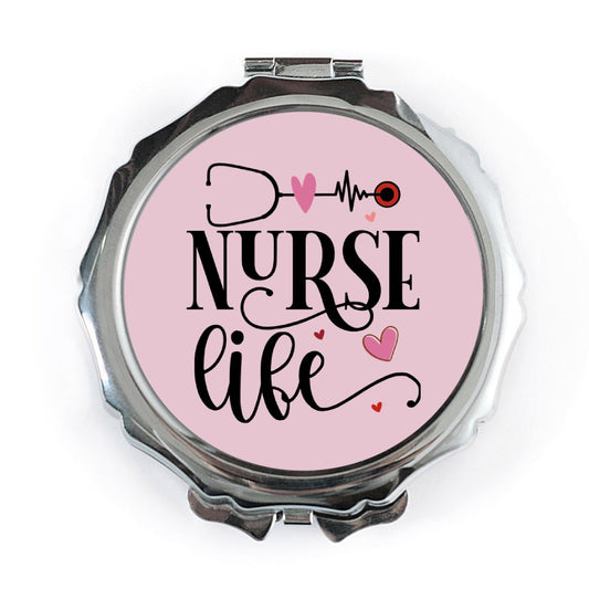 Nurse Life Pocket Mirror, Stethoscope Heartbeat Design, Cute Medical Gift, Practical Nurse, Nursing School, RN, Healthcare, Medical Student - Tawshia