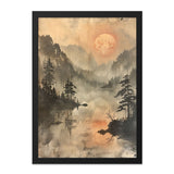 Misty Lake Wall Art, Mountain Landscape Print, Sunrise Wall Decor, Nature Scenery Art, Tranquil Home Decor, Calming Artwork - Tawshia