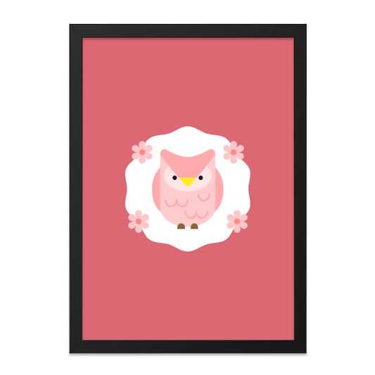 Pink Owl Wall Art, Cute Nursery Decor, Floral Owl Art Print, Modern Kids Room Art, Unique Baby Shower Gift, Whimsical Owl Illustration - Tawshia