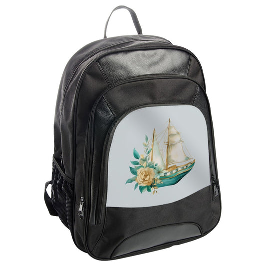 Sailing Ship Backpack, Floral Boat BackPack, Watercolor Sailboat BackPack, Nautical BackPack, Ship Lover Gift, Sea Adventures BackPack - Tawshia