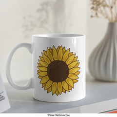 Sunflower Mug, Floral Mug, Cute Mug, Summer Mug, Happy Mug, Gift Mug, Flower Mug, Botanical Mug, Tea Mug, Coffee Mug - Tawshia