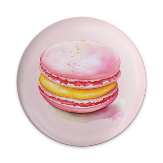 Pink Macaron Pinback Button, Watercolor Food Button, Cute Sweet Treat Pin, Chef Gift, Baker Gift, Foodie Gift, Dessert Button - Tawshia