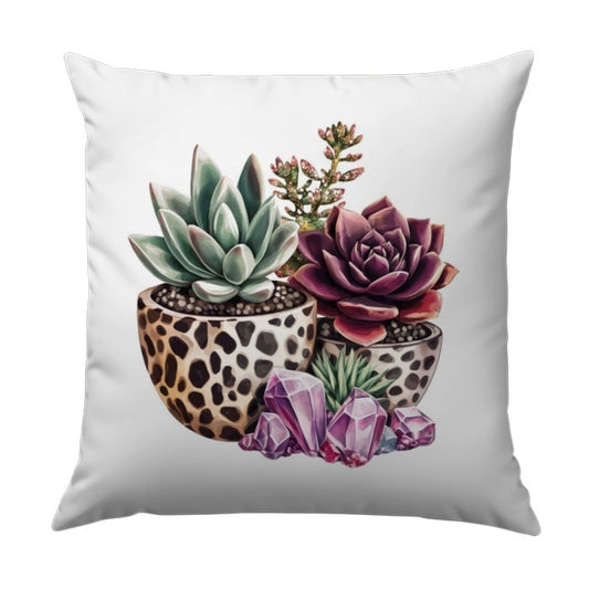 Succulent Pillow, Crystal Accent Pillow, Potted Plant Pillow, Home Decor Pillow, Botanical Pillow, Decorative Pillow - Tawshia