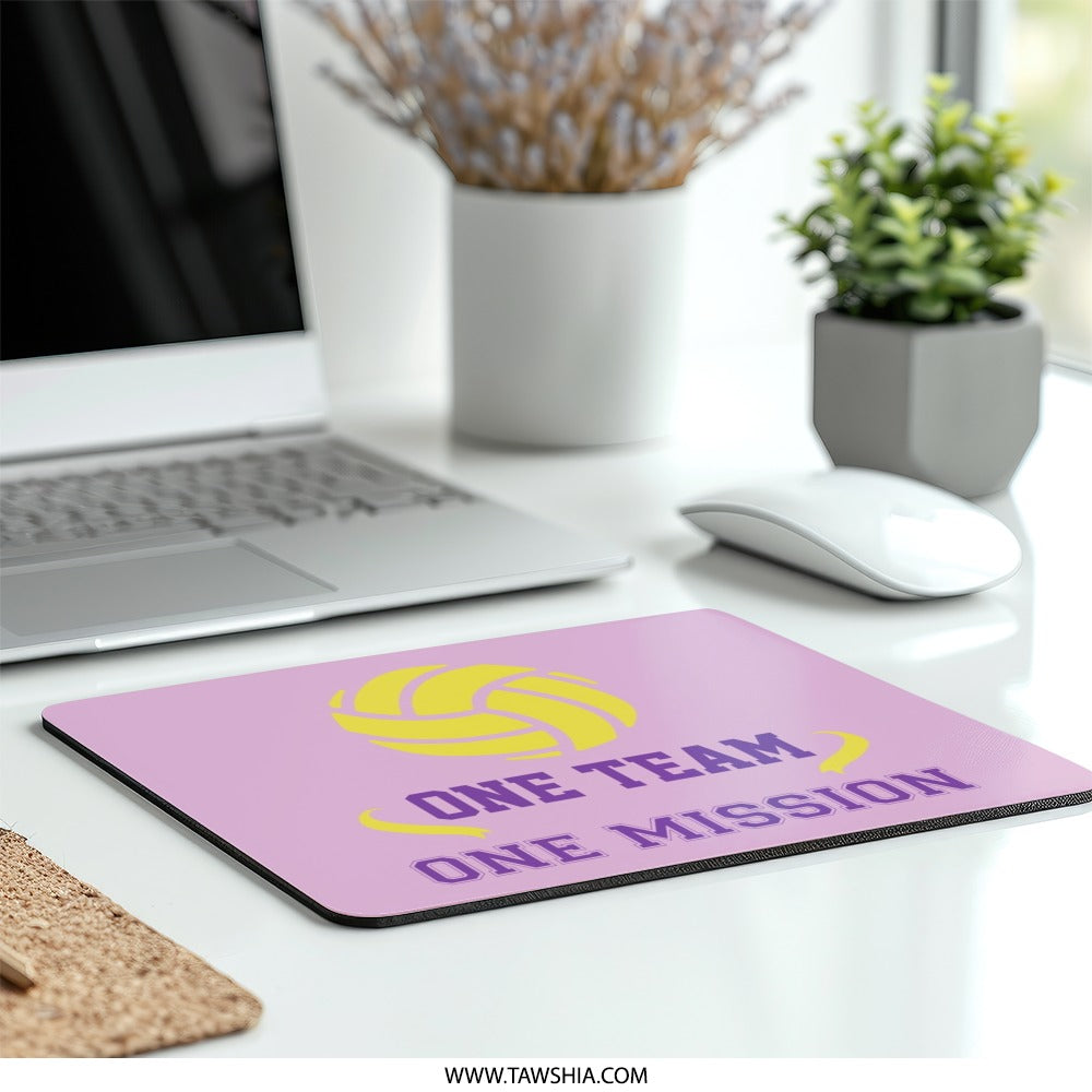Volleyball Mouse Pad, One Team One Mission, Sports Gift Idea, Desk Accessory, Motivational Quote, Ergonomic Design, Team Spirit - Tawshia