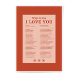 Ways to Say I Love You Photographic Print, Valentines Day Gift, Anniversary Present, Romantic Home Decor, Couples Art, Typography Wall Art - Tawshia