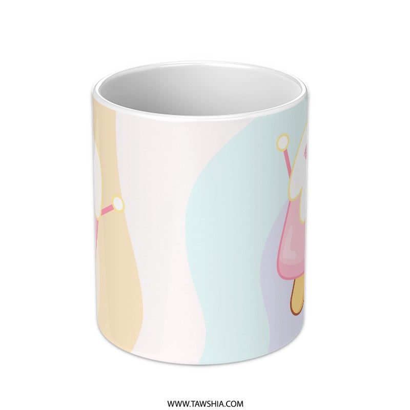 Cute Ice Cream Mug, Kawaii Foodie Gift, Pastel Aesthetic Coffee Mug, Dessert Lover Present, Summer Drinkware, Sweet Treat, Novelty Mugs - Tawshia