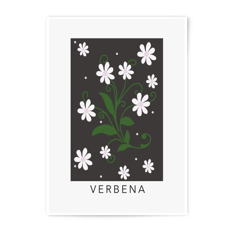 Verbena Flower Photographic Print, Floral Wall Art, Botanical Decor, Plant Illustration, Elegant Art Print, Home Decor - Tawshia