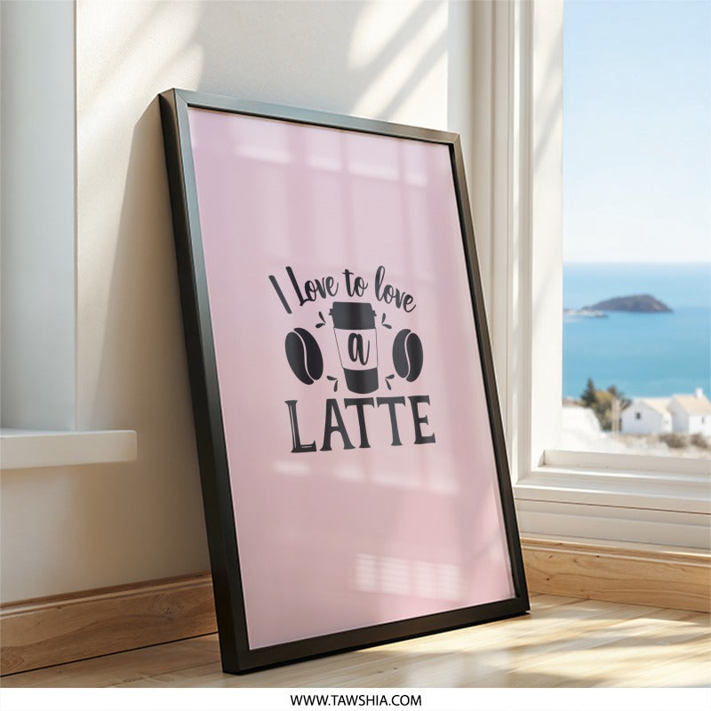 Latte Lover Wall Art, Coffee Bean Decor, Kitchen Art Print, Cute Coffee Poster, Cafe Wall Decor, Gift for Coffee Lovers, Coffee Shop Art - Tawshia