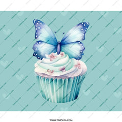 Butterfly Cupcake MousePad, Cute Desk Decor, Pastel Aesthetic, Blue Butterfly, Whimsical Mouse Pad, Kawaii Desk Accessories, Gift Idea - Tawshia