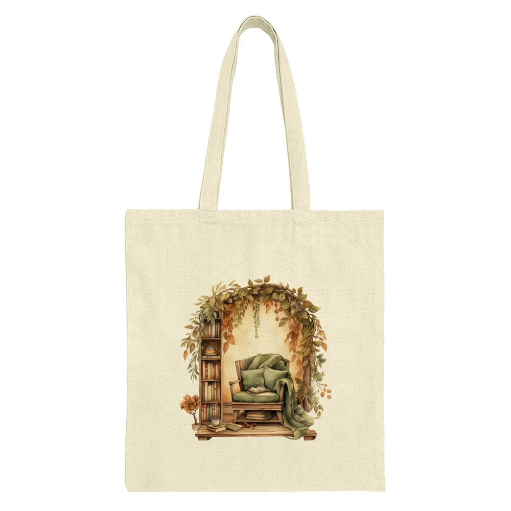 Cozy Reading Nook Tote Bag, Autumnal Design, Book Lover Gift, Unique Fall Tote Bag, Everyday Bag, Bookish Tote, Gift Idea (139) - Tawshia