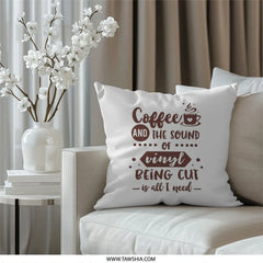 Coffee And Vinyl Pillow, Music Lover Decor, Cozy Home Accent, Gift for Audiophile, Decorative Throw Pillow, Gift for Music Fan - Tawshia