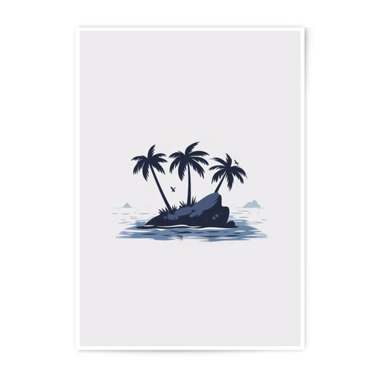 Tropical Island Photographic Print, Palm Tree Art, Minimalist Landscape, Coastal Wall Decor, Beach House Print, Tropical Home Decor - Tawshia