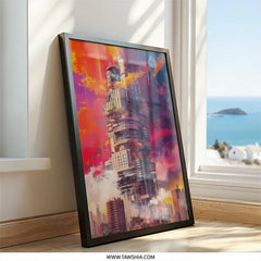 Futuristic City Wall Art, Sci Fi Building Print, Dystopian Decor, Cyberpunk Art, Modern Architecture Poster, Unique Home Decor - Tawshia