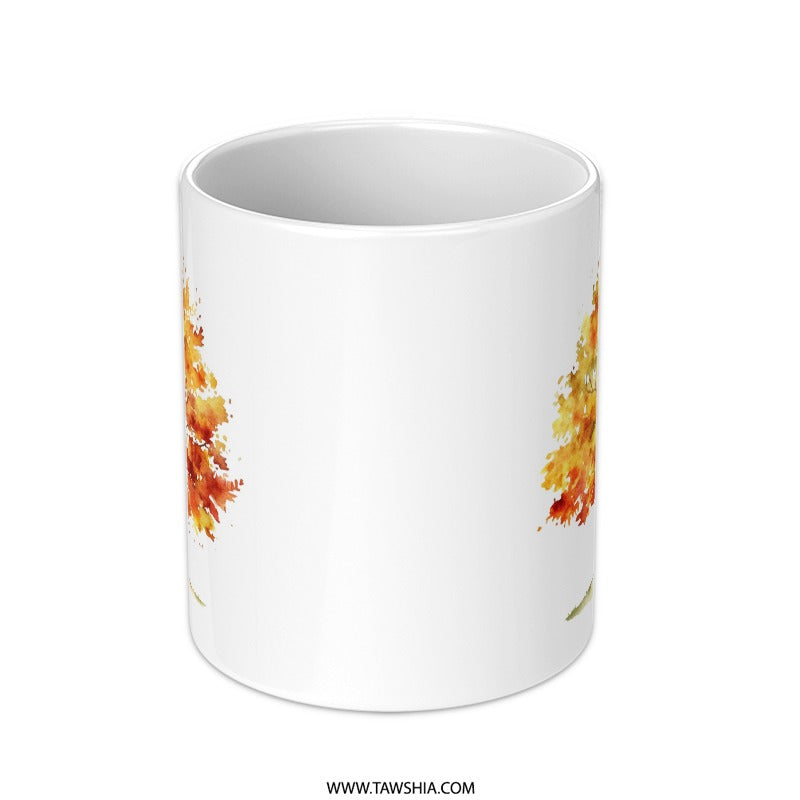 Autumn Tree Watercolor Mug, Fall Leaves Coffee Cup, Seasonal Drinkware, Artistic Mug, Gift Idea, Unique Design, Fall Decor SKU: MG10004203 - Tawshia