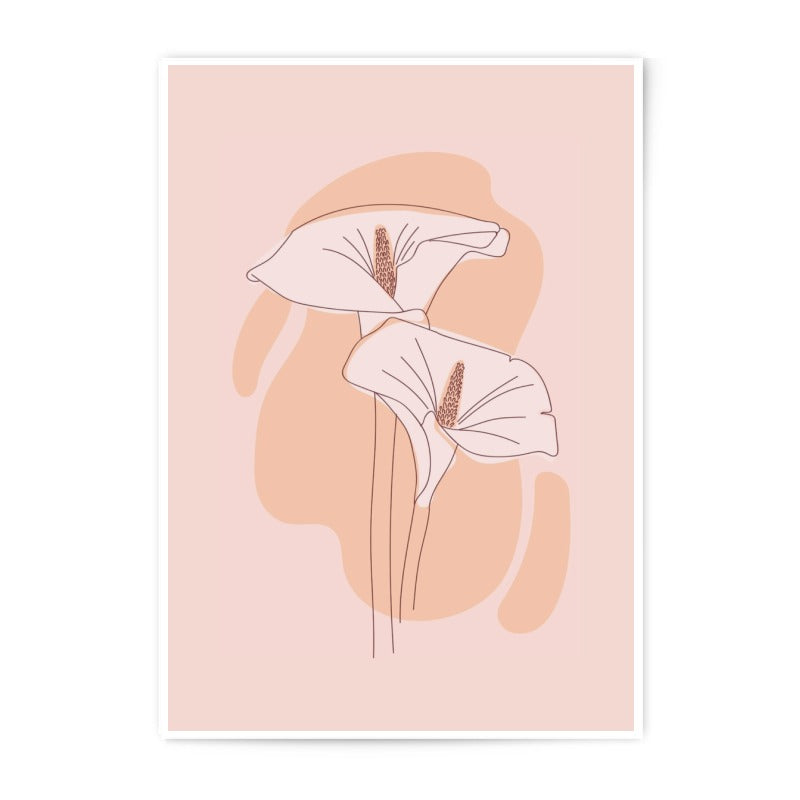 Calla Lily Line Art Photographic Print, Floral Wall Decor, Minimalist Flower Art, Aesthetic Home Decor, Botanical Print, Modern Art - Tawshia